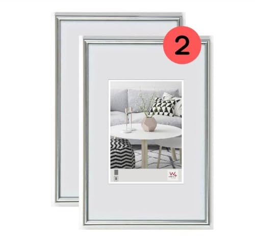 walther design Bilderrahmen silber 40 x 60 cm Doppelpack, Galeria Kunststoffrahmen KS460HD