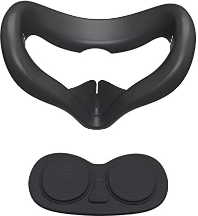SUPERUS Aktualisierte Silikon-Gesichtsabdeckung mit Linsenschutz für Oculus/Meta Quest 2, Anti-Lichtaustritt, reinigbares VR-Zubehör, hält Ihr VR-Headset schweißfrei und hygienisch (Schwarz)