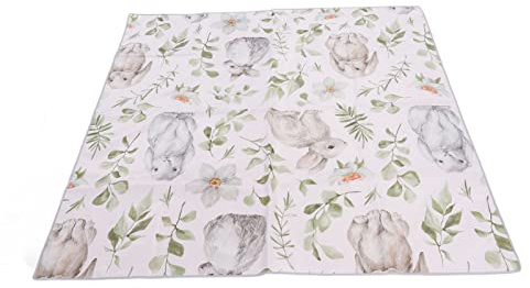 Baby-Spielmatte, Kaninchenmuster 130 X 130 Cm / 51,2 X 51,2 Zoll Weichboden-Spielmatten, Faltbare Tragbare Baby-Bauchzeitmatte für Drinnen und Draußen