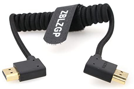 ZBLZGP Cable HDMI de 8 K HDMI 2.1 Cable para cámaras de cine de bolsillo Blackmagic Monitor, TV PS5 ATOMOS Ninja V Portkeys HDMI Splitter Cable digital Cable de izquierda a derecha, trenzado negro