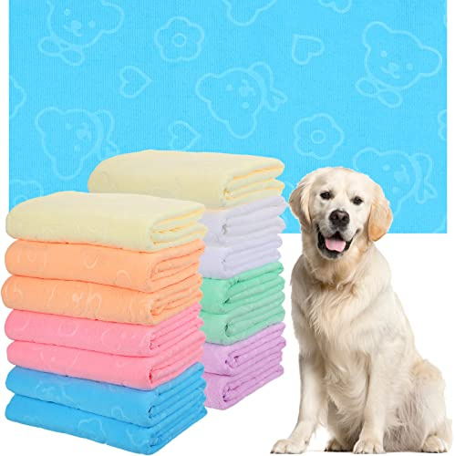 Tudomro 14 Pcs 55 x 28 Inch Bulk Dog Towels Extra Large Quick Drying Towels Absorbent Bath Towel Pet Puppy Shower Supplies for Medium Large Dogs Cats, 7 Colors