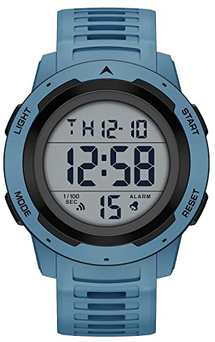 GOLDEN HOUR Uhren Herren Wasserdicht Digital mit Breitem Bildschirm Leicht Ablesbares Display, Militär-Stil, mit Gummi-Armband