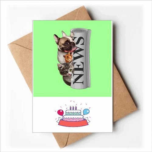Roll Newspaper Pet Group Art Deco Fashion Happy Birthday Greeting Cards Envelopes Blank