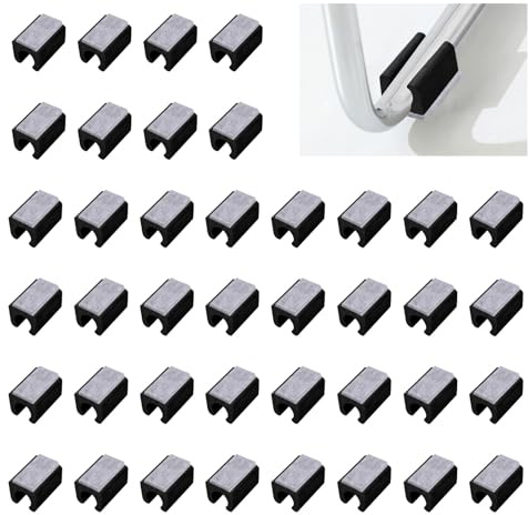 UFURMATE Cuscinetti per sedie, 40 pezzi, 11-12mm Protezioni per pavimento per gambe in plastica con feltro a forma di tubo a U antiscivolo, tappi per punte delle gambe per base a slitta rotonda (Nero