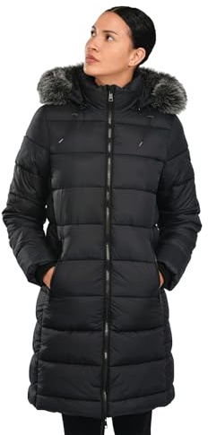 riemot Chaqueta Mujer Largo Abrigos de Invierno para Mujer Cálido Capucha Desmontable Forro Térmico Chaqueta Acolchada Casual Elegante Parka para Viaje Diario Traje de Ocio con Bolsillos, M