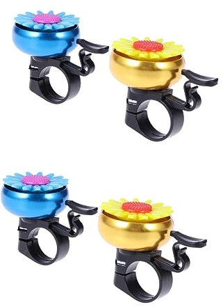 Amosfun 4 Stück Fahrradklingel Fahrrad für Kinder Hund Schlüsselanhänger Fahrrad Lautsprecher kleine Glocke Kinder+Fahrräder Mini Lenkerring Glocke Klingelhorn Sonnenblume Kinderglocke