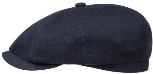 Stetson Hatteras Kelso Flatcap Unifarbene Klassische Schiebermütze 100% Leinen Gestreift Herren Frühjahr Sommer dunkelblau 61 cm