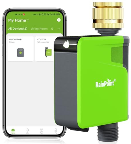 RAINPOINT Bewässerungscomputer Bluetooth mit Messingeinlass,Zeitschalter mit Regenverzögerung/manuelle Bewässerung, App-Steuerung(Nur Zeitschaltuhr)