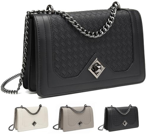 Travistar Kleine Umhängetasche, Damen, PU-Leder, Handtasche, Kette, Schultertasche, Messenger-Tasche, Schultertasche, Schultertaschen, T069-Schwarz