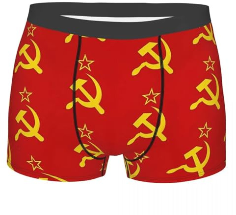 VVCPVDXCI Mutandine in cotone con motivo falce e martello, boxer da uomo, 2 pezzi, Colore unico, Black_Large