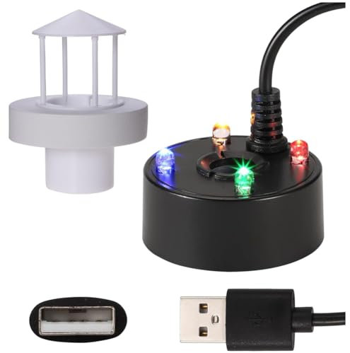 Putiqcher Mist Maker, Splash Guard Float USB Port 4 Color LED Lights Mini Mister Fog Machine, Fountain Water Fogger Atomizer Black
