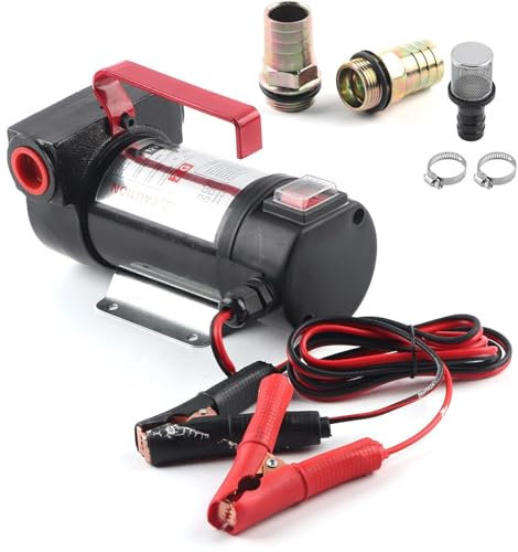 Uadme Bomba de Transferencia Diesel 12V 200W, Bomba Eléctrica de Transferencia de Combustible, Bomba Extractora de Fluido Diesel 40L/Min, Bomba de Succión de Aceite, para Coche