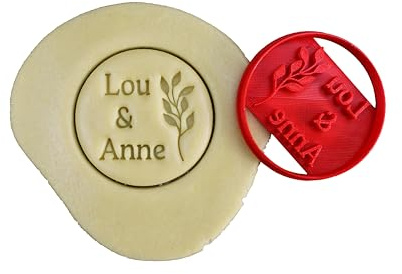 3DKOUPE - Cortador de galletas redondo - Diseños vegetales 1 - Personalizable con texto - Typo y color a elegir - Diseñado y fabricado en Francia