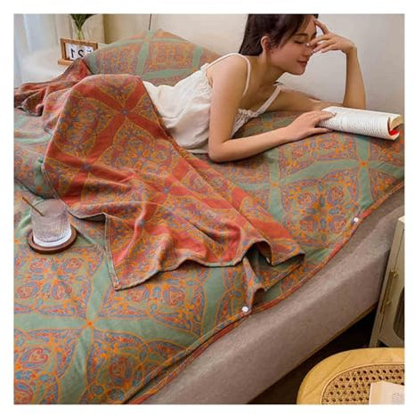 YUTZRIQP Hüttenschlafsack Baumwolle Doppelte Gaze Ultra leicht mit Reißverschluss Ultradünn und bequem Reiseschlafsack Sommer Schlafsack Innenschlafsack(Brown,210x210cm-82x82)