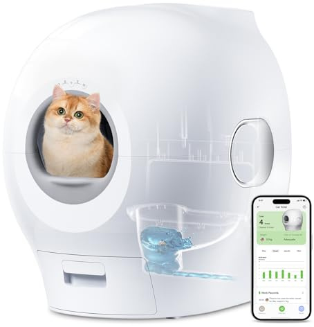 PETGUGU Lettiera Gatto,Toilette Automatica per Gatti con Scarico Smart, Lettiera Gatto Chiusa da 80L,Adatta a Più Gatti, Deodorizzazione Intelligente/Luci UV/Telecamera Integrata/Controllo via App PW5