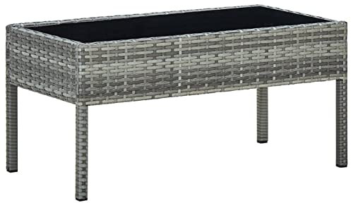 Juroupi Gartentisch Grau 75x40x37 cm Poly Rattan Balkontisch Klein Pokertisch Camping Tisch