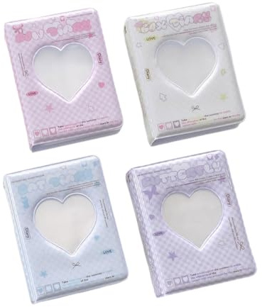 Quystetes Photo Card Binder, 3 Inch Cute Photo Card Holder, Love Hollow Album, Pocket Collection Book, Photos, Small Cards