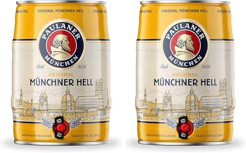 Paulaner Original Münchner Hell Partyfass•Helles Bier spritzig-mild•DOSE(1x5l) (Packung mit 2)
