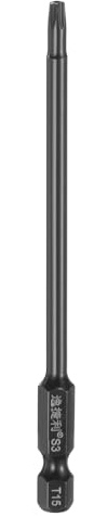 sourcing map Punta per cacciavite Torx di sicurezza T15 con gambo esagonale da 1/4 (100 mm) lunga magnetica a prova di manomissione 6 punte a stella cacciavite punta per trapano S3 in acciaio