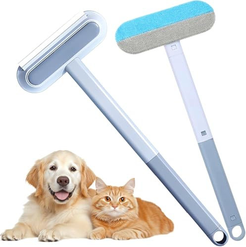 Tierhaarentferner, 4 in 1 Fusselrolle wiederverwendbar Katzenhaarentferner mit verlängerter Griff Fusselbürste Tierhaare zum Katzenhaare & Hundehaare für Sofa, Teppich, Bett und Auto