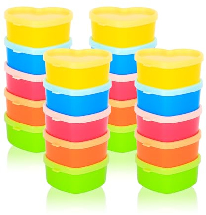 20 contenitori piccoli con coperchio, in plastica, 90 ml, con coperchio, contenitori a forma di cuore, a prova di perdite, contenitori per alimenti riutilizzabili per salse