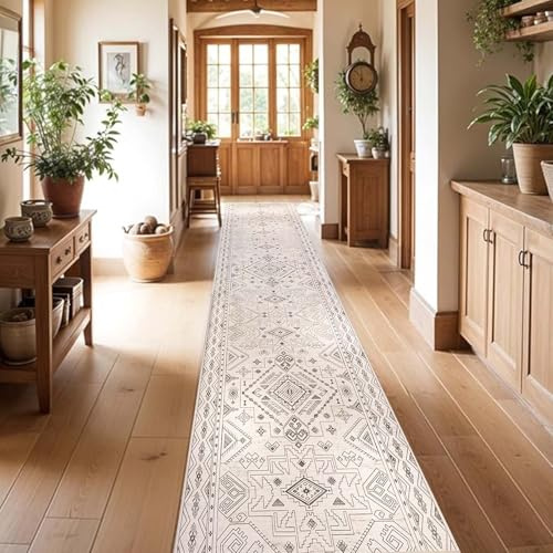 Whnoorher Beiger Flurteppich, waschbarer Läufer für Flur, Treppe, Eingangsbereich, lang, schmal, für Küche, Eingangsbereich, Badezimmer, Haustür, schmale Bodenmatte, 1m/2m/3m/4m/5m/6m(60×250cm)