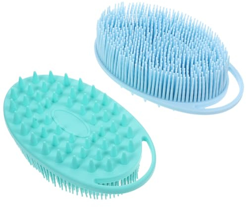 NOLITOY 2stücke Silikon Körperbürste für Dusche Peeling-scheuerschwamm Doppelseitig mit Haarwaschbürste und Körperpeeling-funktion Schnell Trocknend Geeignet für Hauttypen