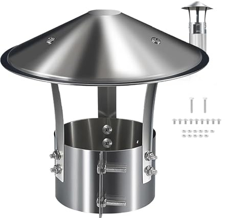 Chimney Caps Tapered Top Chimney Cap Stove Pipe Chimneys Cap Roof Vent Cover Spark Flue Rain Covers, Rainproof Snowproof, 90/110/150/180mm for Fireplace Roof Wood Stove Pipe Topper(5.1in(130mm))