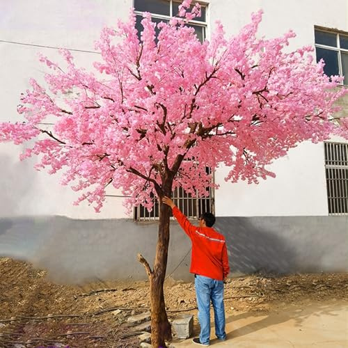 Glenmi Realistischer künstlicher Kirschbaum mit rosa Blüten – Stabiler Ständer, Seidenlaub, passt in die Ecke, auf den Schreibtisch oder ans Fenster, for ganzjährigen optischen Genuss(3.5m*3.5m)