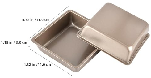 BESPORTBLE Lot de 4 Mini Moules Carrés à Gâteau 11 CM en Acier au Carbone Antiadhésif Moules à Brownies et Desserts pour Friteuse à Air Chaud Four et Cuisson de Petites Portions