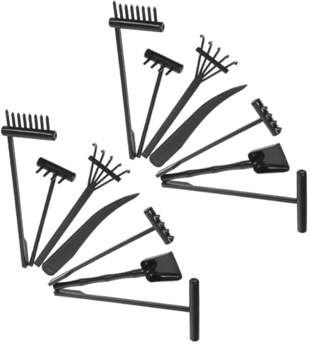 SEWACC Ensemble de 14 Râteaux Noirs pour Jardin Zen et Table à Sable Plastique Résistant Kit 2 Sets Outil de Jardinage Décoratif pour Aménagement de Jardin Zen et Artisanat