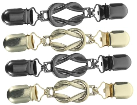 Ciieeo Lot de 4 Pinces à Châle Vintage pour Femmes, Clips pour Pull et Cardigan, Finition Gunmetal et Doré Ancien, Accessoires Multifonctions pour Châles, Écharpes et Vêtements Élégants