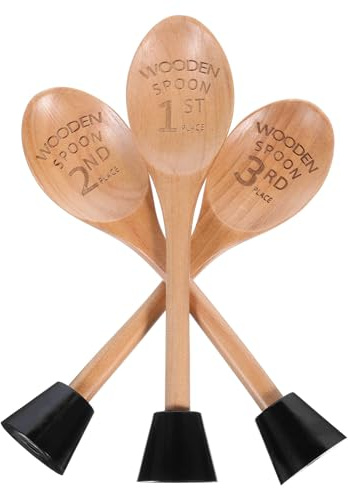 SUPVOX Lot de 3 Set de Cuillères en Bois Gravées pour Trophées de Concours Cuisine et Pâtisserie, Accessoires Décoratifs Solide, Prix Miniatures pour Compétition Culinaire, Présent