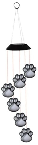 Carillons éoliens pour Chien | Carillons éoliens solaires pour l'extérieur, en Forme de Patte de Chien à Couleur Changeante pour l'extérieur, Lampes solaires suspendues étanches pou