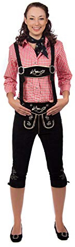 Edelnice Trachtenmode Damen Trachten Kniebundhose schwarz aus feinstem Rindsveloursleder Gr 34