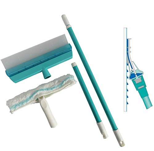 Aqua Clean Fensterwischer ohne tropfen | Teleskopstiel | Auffangbehälter Schmutzwasser