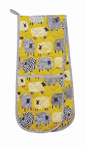 Ulster Weavers Dotty Sheep Gants de Cuisine Doubles en Coton – avec Motif Animal Mignon dessiné à la Main – Jaune – 100% Coton – Cadeaux de Cuisine pour boulangers et Chefs – Gamme d'ustensiles de