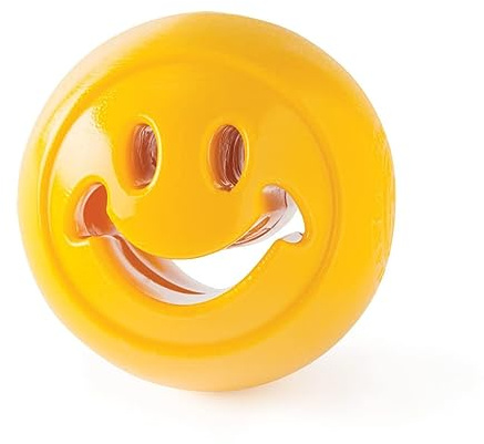 Outward Hound by Planet Dog Nooks Happiness Treat Dispensing Dog Toy, Small, Yellow, Smiley Face