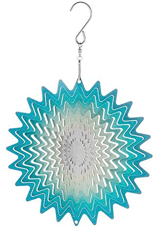 BEAUTIFUL METAL WIND SPINNER SUN CATCHER HANGING GARDEN ORNAMENT WHIRL BLUE 6