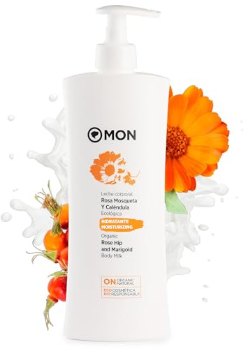 MON Leche Rosa Mosqueta Y Caléndula 500 ml - Origen Natural sin Químicos - Nutre y Suaviza tu Piel - Con Manteka de Karité BIO - Perfecto para Pieles Sensibles