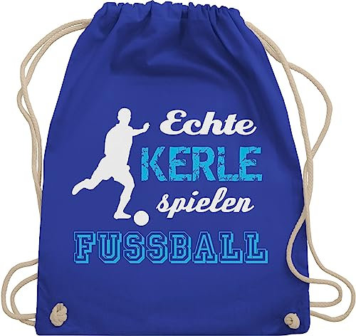 Turnbeutel Rucksack - WM 2026 - Echte Kerle spielen Fußball - Unisize - Royalblau - fußball-rucksack fussball für fussballer stoffbeutel fussballrucksack fußballer sprüch beutel fussballtasche