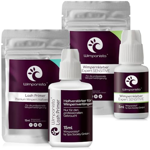 Wimpanista® Wimpernverlängerung Set, Wimpanista Lash Primer (Haftverstärker) mit dem Wimpernkleber Expert SENSITIVE