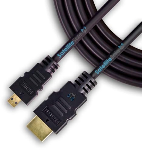 SatelliteSale Digital 1.4 Micro HDMI to HDMI Cable Universal Wire 4K/30Hz 10.2Gbps PVC 2160p Black Cord 6 feet