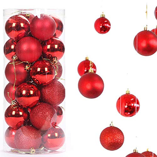 24 Stück Weihnachtskugel Christbaumkugeln Weihnachten Baumschmuck glänzend glitzernd matt Weihnachten Deko Anhänger