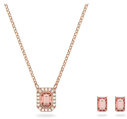 Swarovski Set Millenia, Swarovski Zirconi con taglio ottagonale, Rosa, Placcato color oro Rosa