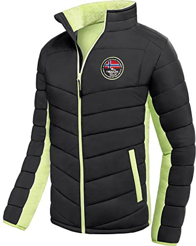 Nebulus Herren Jacke GENIUS, warme Outdoorjacke, praktische & vielseitige Übergangs- & Winterjacke, schwarz-lime - L