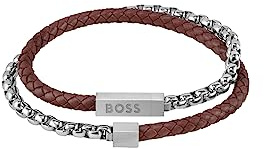 BOSS Jewelry Glieder- und Lederarmband für Herren Kollektion BLENDED Braun verfügbar aus zwei Grösse