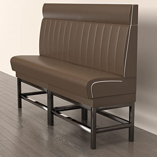 Diner 1 | Diner Hochbank | B:H 120 x 153 cm | Gestreift | Braun | Leder | American Diner Möbel, American Hochbank, Thekenbank