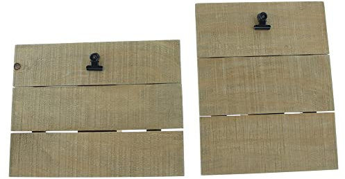 FRANK FLECHTWAREN Fotohalter Wood, 2er Set, naturfarbener Aufsteller aus Holz, Schwarze Metallklammer zum Anheften von Foto oder Menükarte, Maße: 23 x 18 cm, 18 x 23 cm