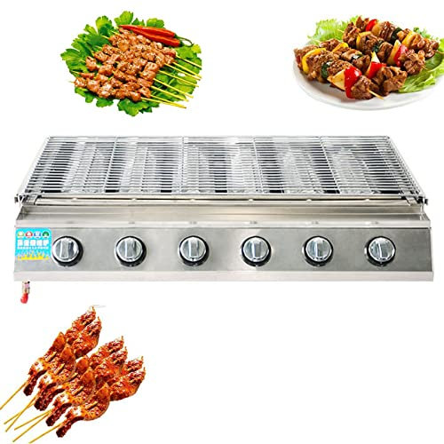 Barbacoa de Gas de Sobremesa de Acero Inoxidable, Barbacoa Gas de Sobremesa, Parrilla Gas, Barbacoa de Mesa de Parrilla Barbacoa con Bandeja de Goteo, Superficie 71x41 cm, Ideal para Camping,Plata